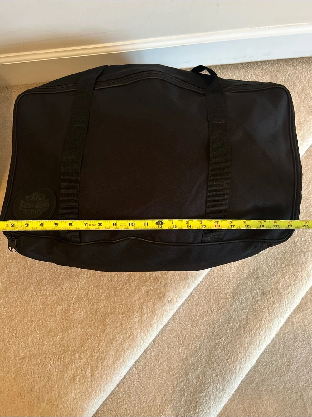 Vintage Harley-Davidson Black Canvas Large Travel Duffle Bag EUC 21x12x10